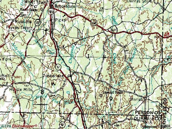 Zip code 27583 topographic map