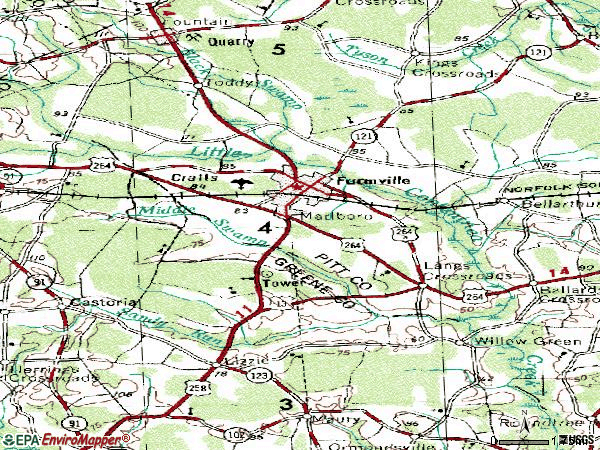 Zip code 27828 topographic map