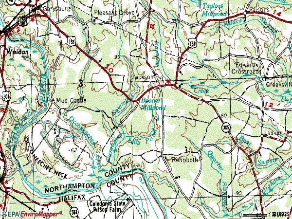Zip code 27845 topographic map