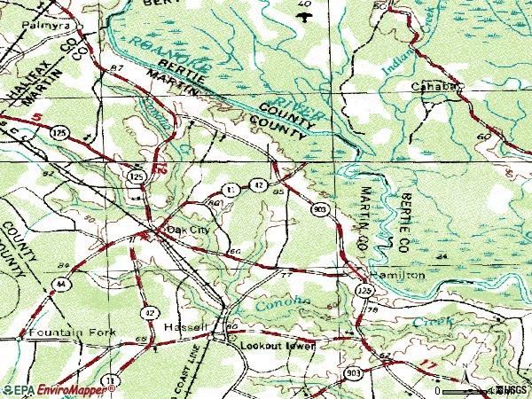 Zip code 27857 topographic map