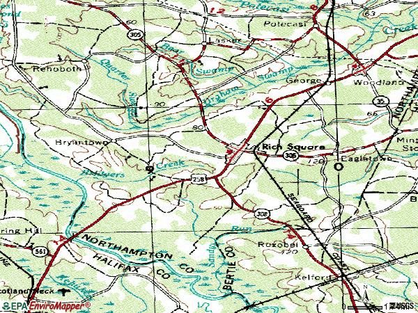 Zip code 27869 topographic map