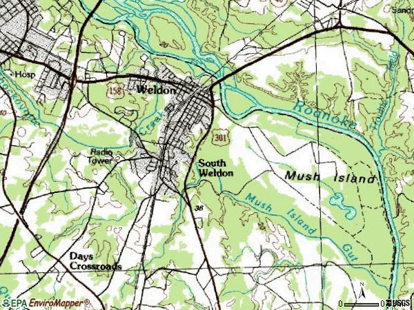 Zip code 27890 topographic map