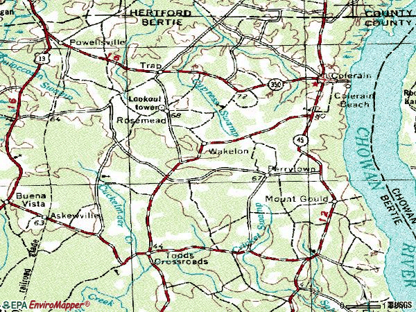 Zip code 27924 topographic map