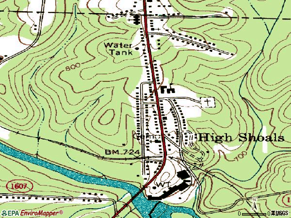 Zip code 28077 topographic map