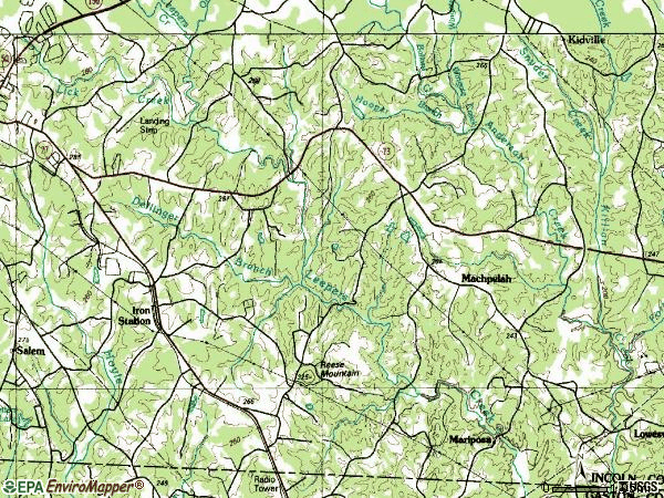 Zip code 28080 topographic map