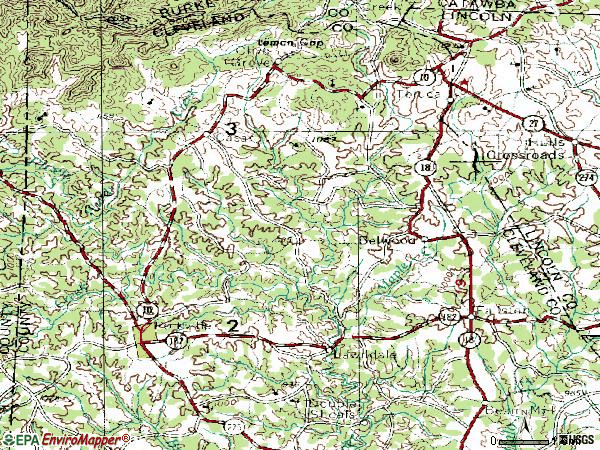 Zip code 28090 topographic map