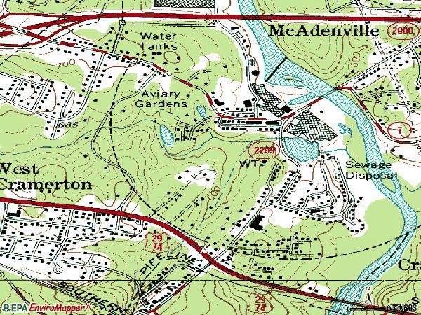Zip code 28101 topographic map