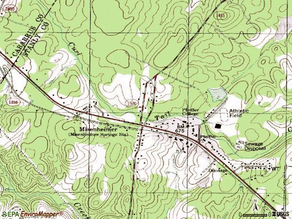 Zip code 28109 topographic map