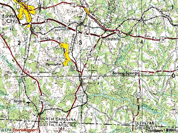 Zip code 28114 topographic map