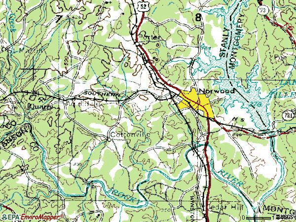 Zip code 28128 topographic map
