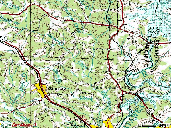 Zip code 28164 topographic map