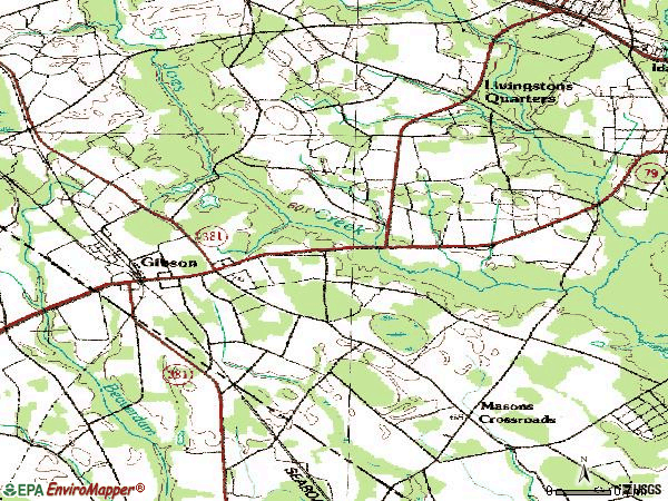 Zip code 28343 topographic map