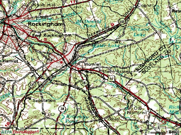 Zip code 28345 topographic map