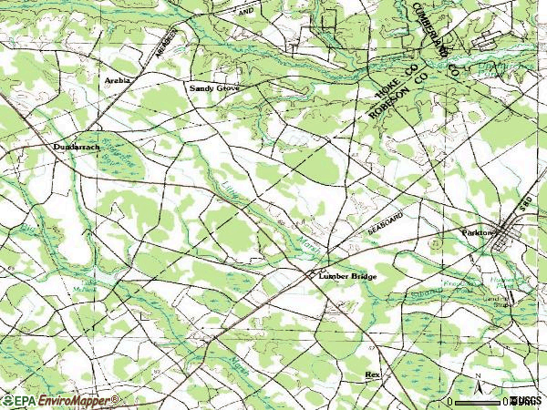 Zip code 28357 topographic map