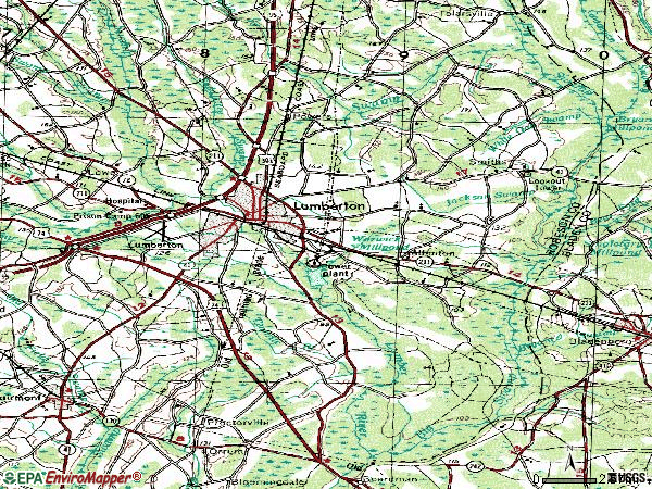 Zip code 28358 topographic map