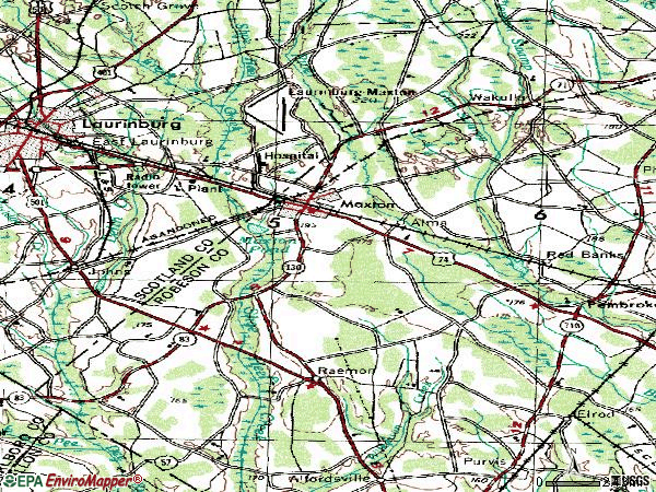 Zip code 28364 topographic map