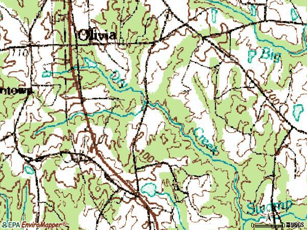 Zip code 28368 topographic map
