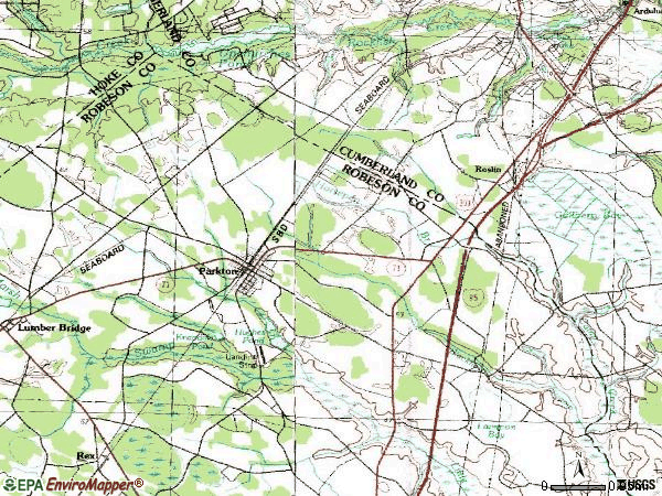 Zip code 28371 topographic map