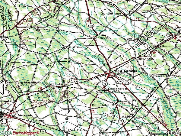 Zip code 28377 topographic map