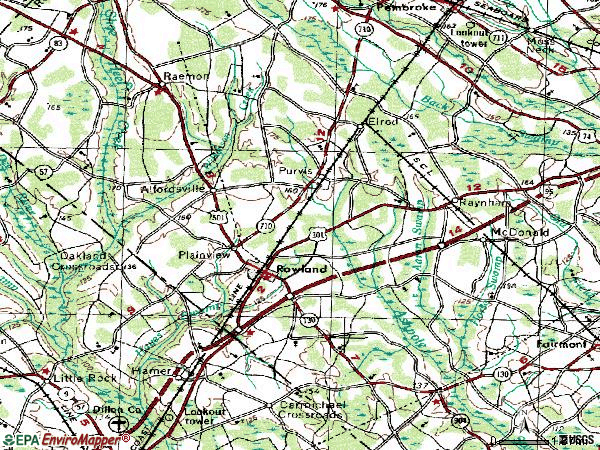 Zip code 28383 topographic map