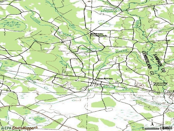 Zip code 28391 topographic map