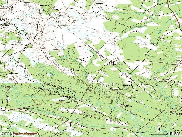 Zip code 28421 topographic map