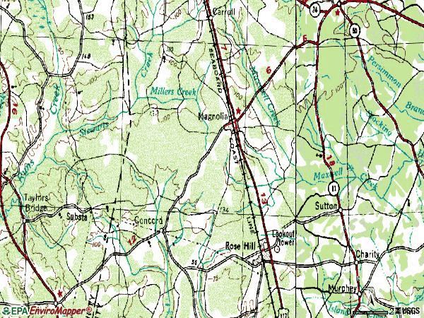 Zip code 28453 topographic map