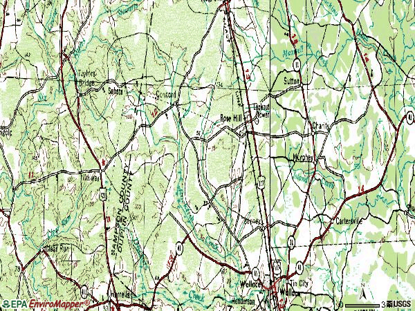 Zip code 28458 topographic map