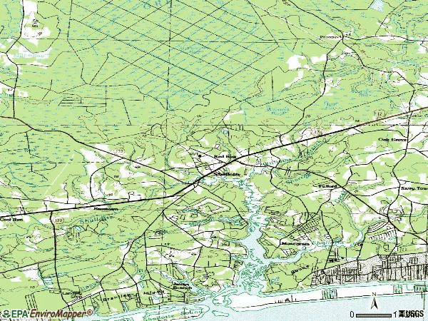 Zip code 28469 topographic map