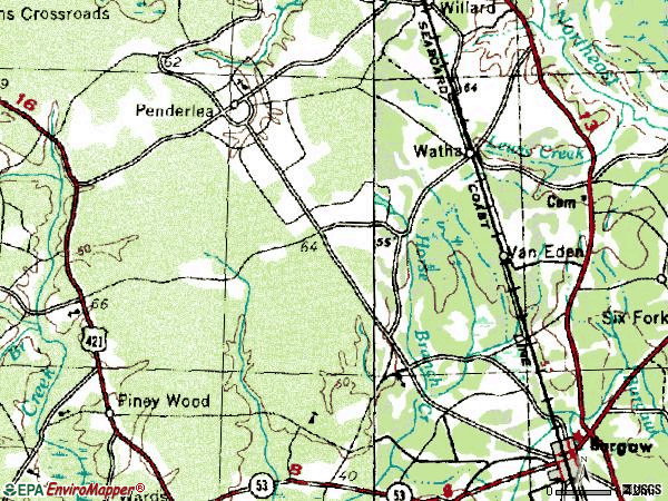 Zip code 28471 topographic map