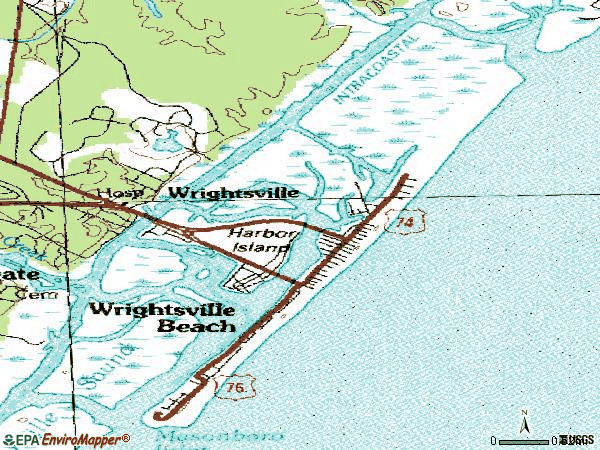 Zip code 28480 topographic map