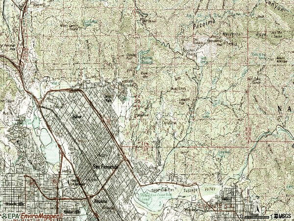 Zip code 91342 topographic map