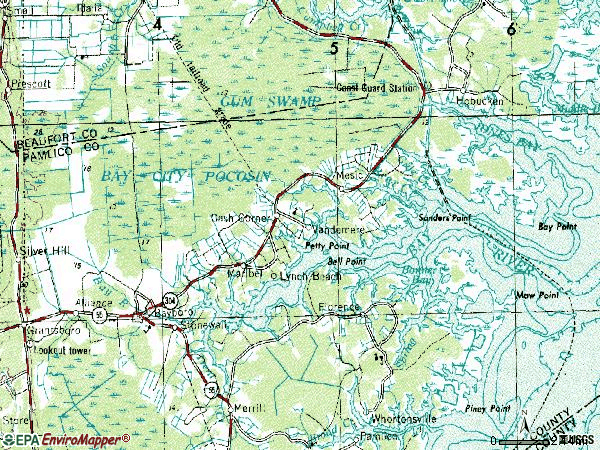 Zip code 28515 topographic map