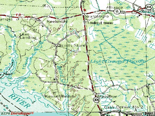 Zip code 28529 topographic map
