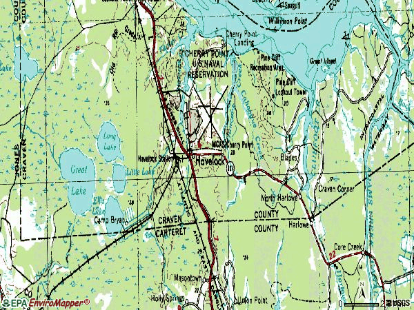 Zip code 28532 topographic map