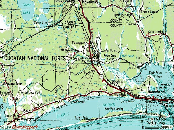 Zip code 28570 topographic map