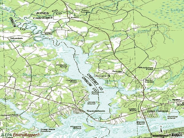 Zip code 28584 topographic map
