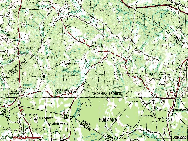 Zip code 28585 topographic map