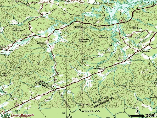 Zip code 28606 topographic map