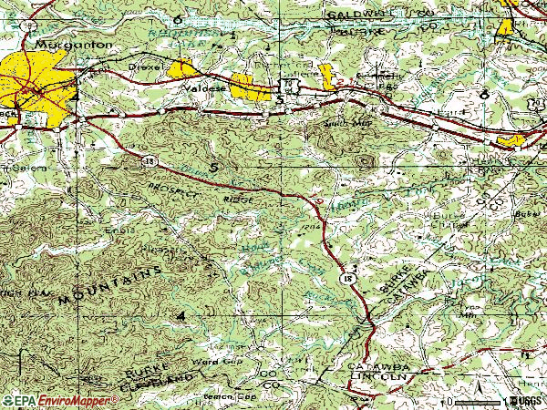Zip code 28612 topographic map