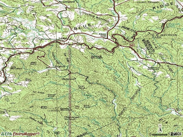 Zip code 28618 topographic map