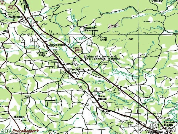 Zip code 28638 topographic map