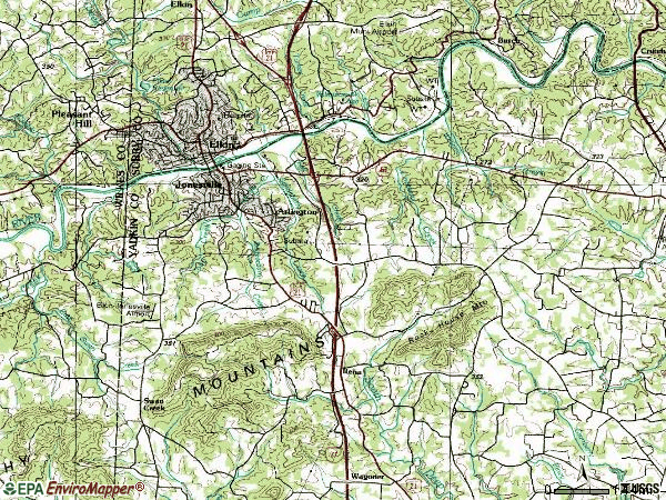 Zip code 28642 topographic map