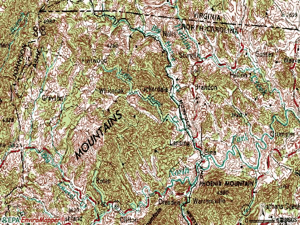 Zip code 28643 topographic map
