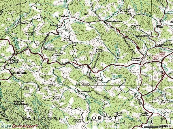 Zip code 28679 topographic map
