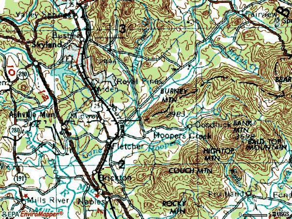 Zip code 28732 topographic map
