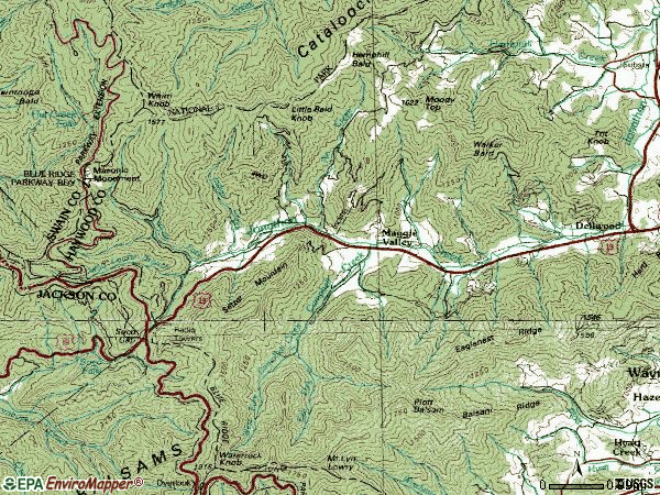 Zip code 28751 topographic map