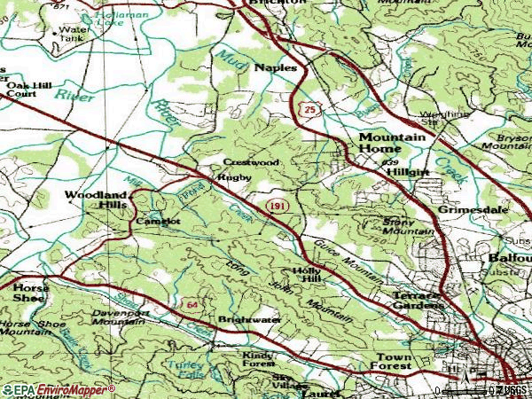 Zip code 28791 topographic map