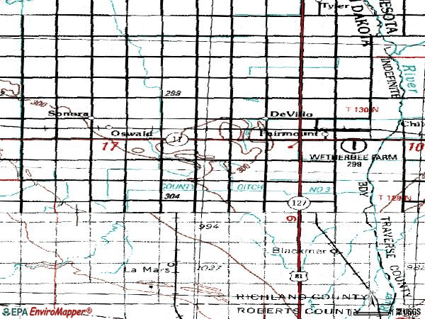 Zip code 58030 topographic map