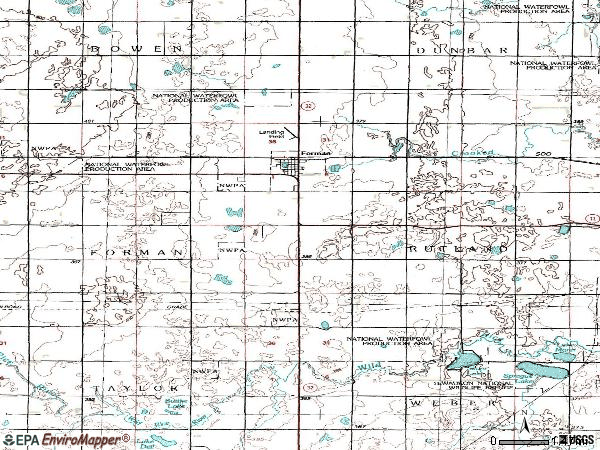 Zip code 58032 topographic map